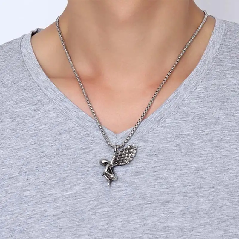 Ожерелье с херувимом и крыльями ангела ожерелье из нержавеющей стали духовное