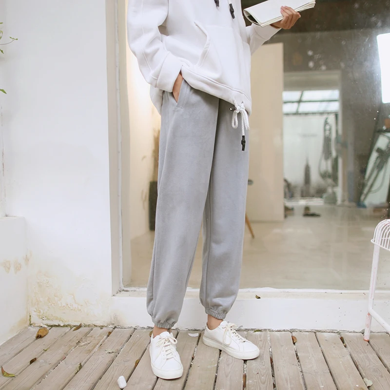 Женские шаровары полной длины свободные брюки с высокой талией и эластичными