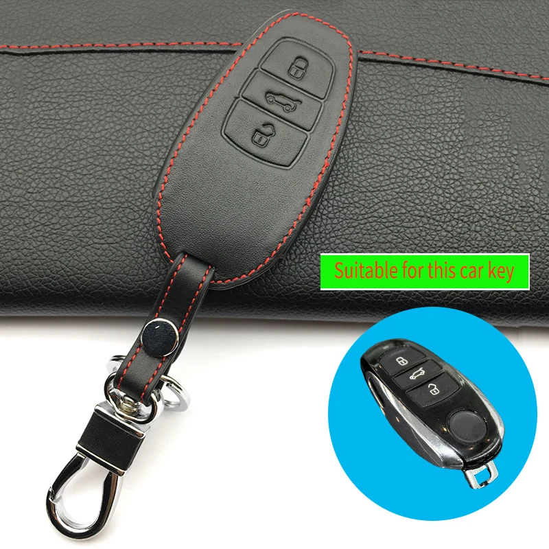 

2017 Hot sale Genuine Leather Remote Control Car key cover skin case for volkswagen vw touareg 3 buttons smart key protect shell