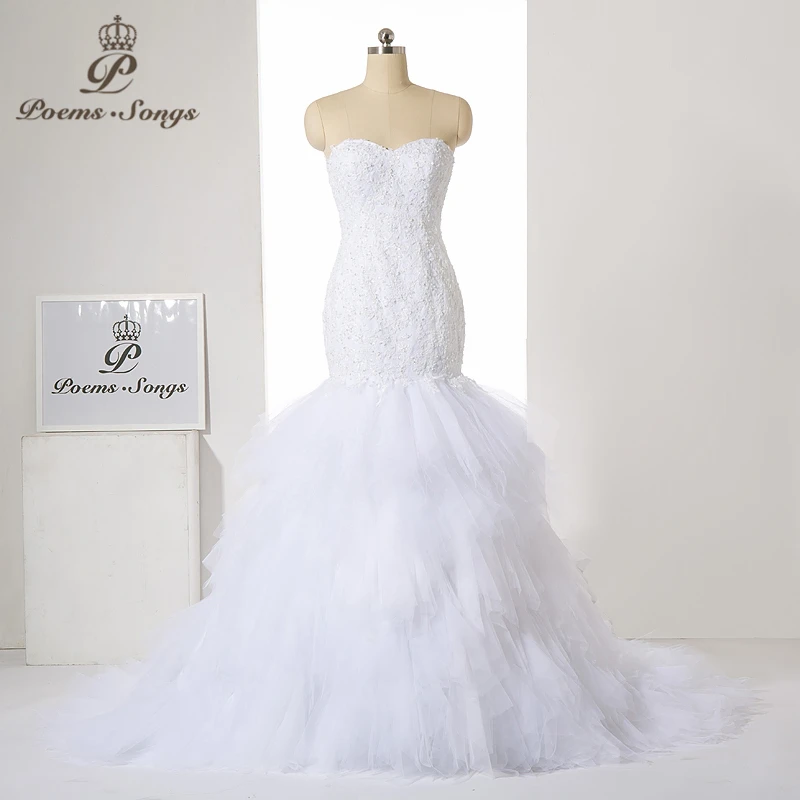 

PoemsSongs new style Luxury custom High-quality Appliques strapless mermaid wedding dress 2020 Vestido de noiva