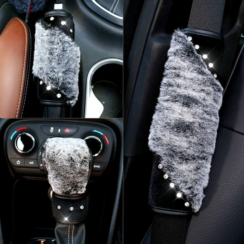 

Hot Winter Protective Car Interior Decoration Handbrake Cover Gift Shift Collar Seat Belt Cover
