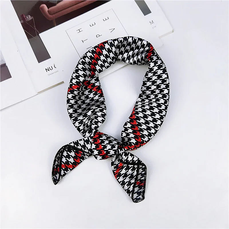 fashion Square Scarf Hair Tie Band Party Women Elegant Small Vintage Skinny Retro Head Neck Silk Satin Scarf, square scarves - Цвет: 9