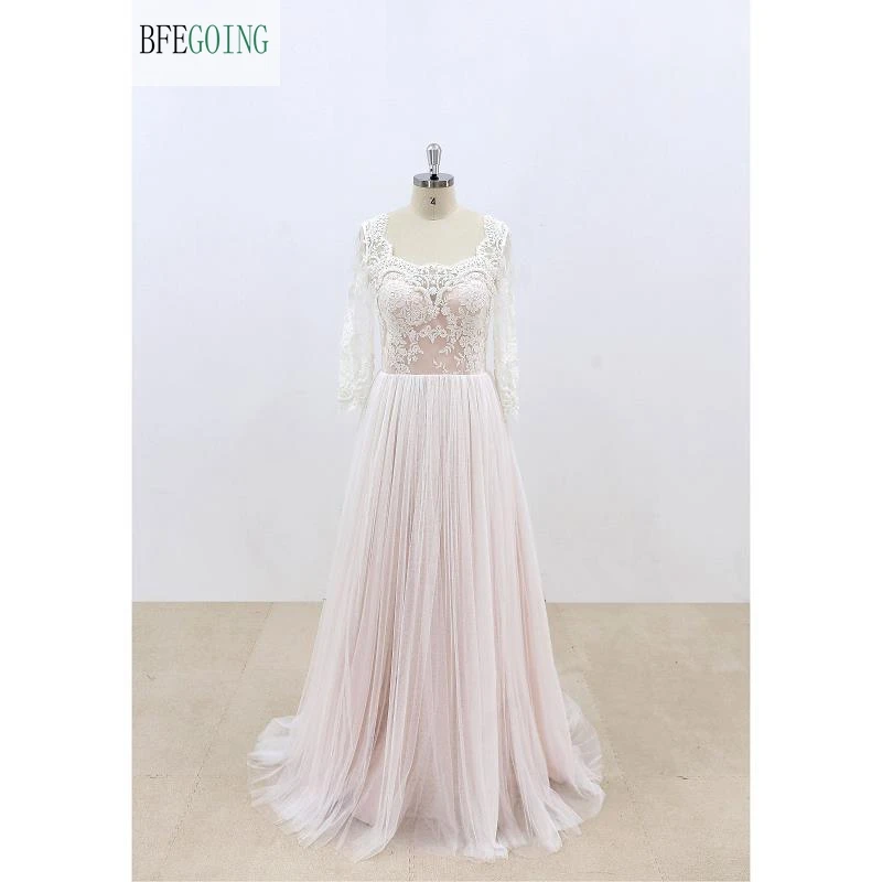 Цвет слоновой кости Кружевное платье с юбкой из тюля розовой подкладкой Бисер