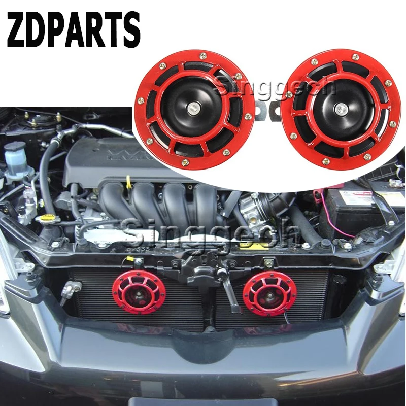 

ZDPARTS 2PC For VW Passat B5 B6 B7 Golf 4 7 6 T5 T4 Polo Mazda 3 6 CX-5 CX-3 Jeep Car Stickers Red Electric Blast Tone Horn Kit