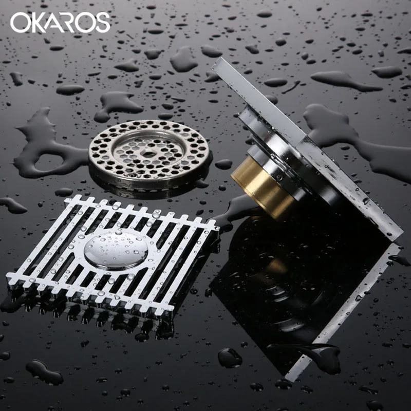 OKAROS 10*10 см квадратный Слив для душа латунная хромированная отделка анти-запах