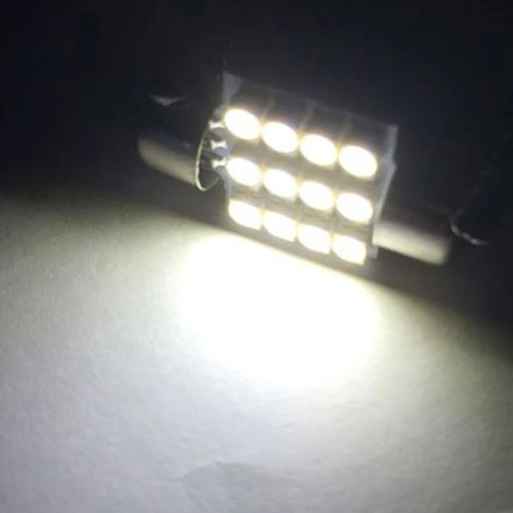 4 X чистый белый 31 мм 12SMD гирлянда 12 SMD чипы 3528 светодиодный лампочка C5W C10W