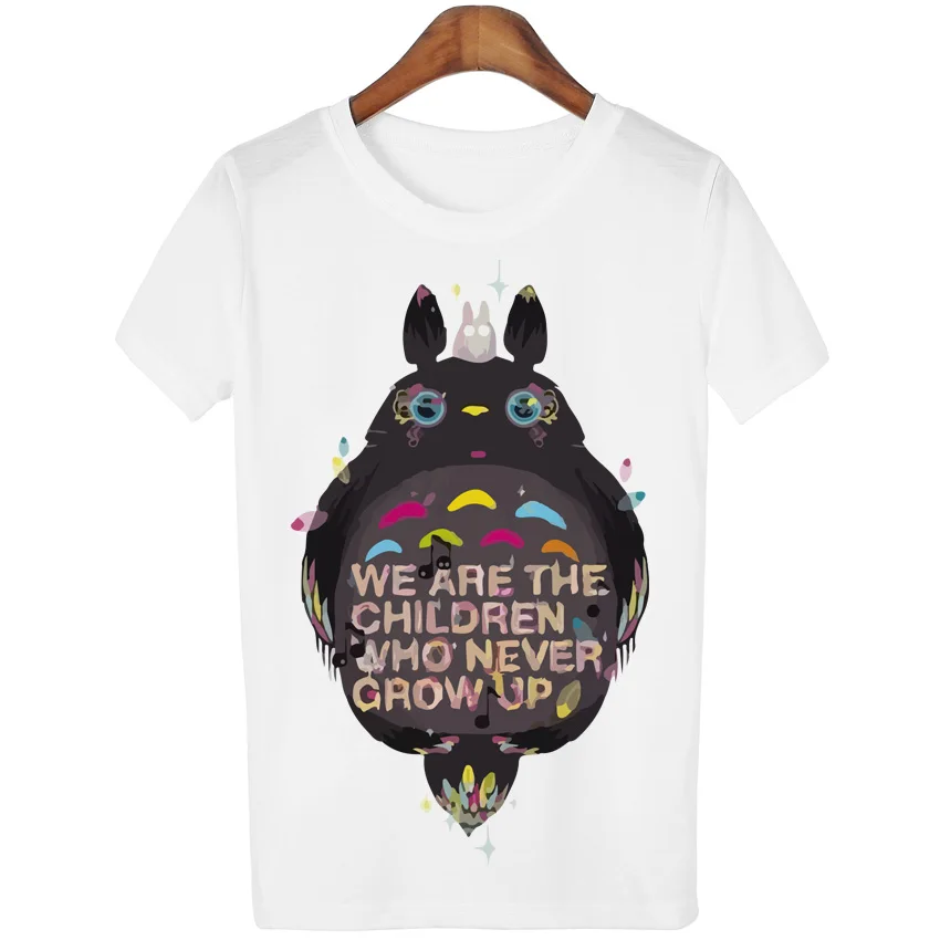 Повседневная женская футболка Футболка Harajuku Totoro женские топы с принтом круглым