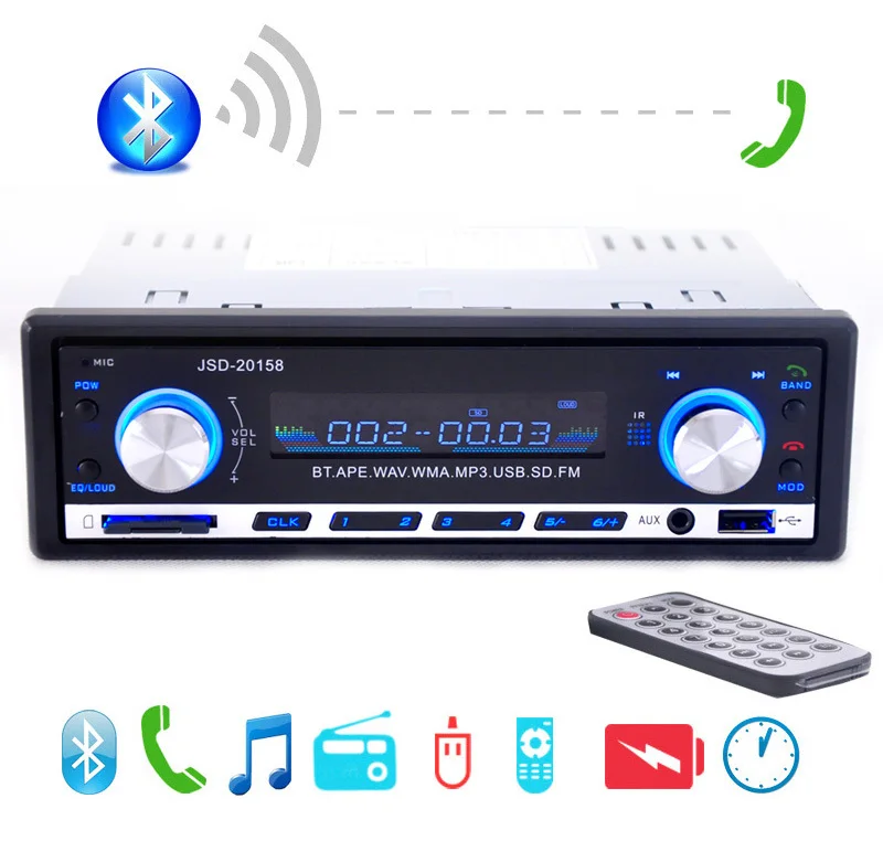 2019 neue 12 v Auto Stereo FM Radio MP3 Audio Player Unterstützung Bluetooth Telefon mit USB/SD MMC Port auto Elektronik In-Dash 1 DIN