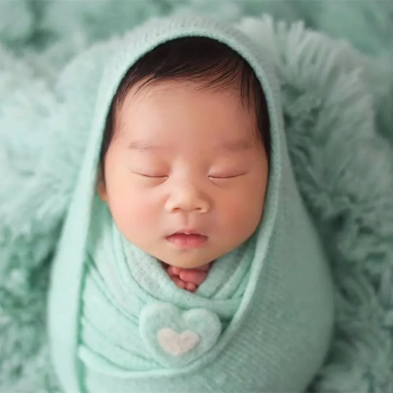 

Auqa Green Stretch Knit Wrap Blanket Prop Newborn Sweater Wraps Photography Posing Fabric Baby Swaddle Sack Newborn Photo Props