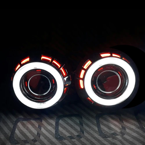 RONAN mini 2,5 двойной ccfl angel eyes Bi-xenon проектор для автомобильных фар объектив белый красный синий h1 h4 h7 модифицированный автомобильный Стайлинг - Цвет: White-Red