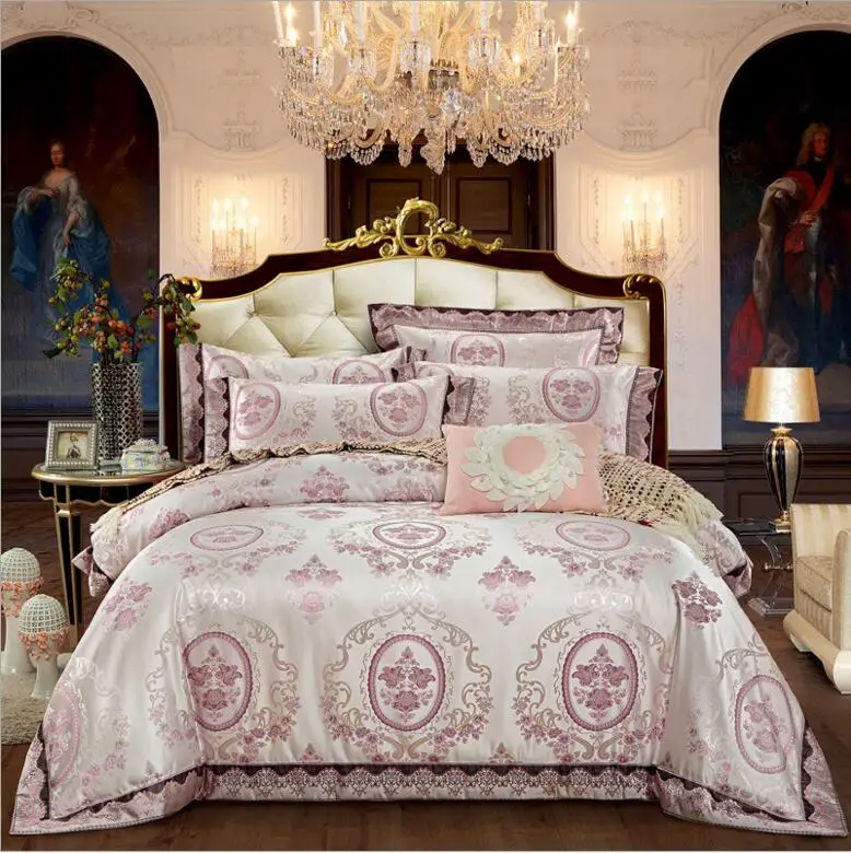 Вышитый пододеяльник набор постельного белья King queen size Восточный жаккард