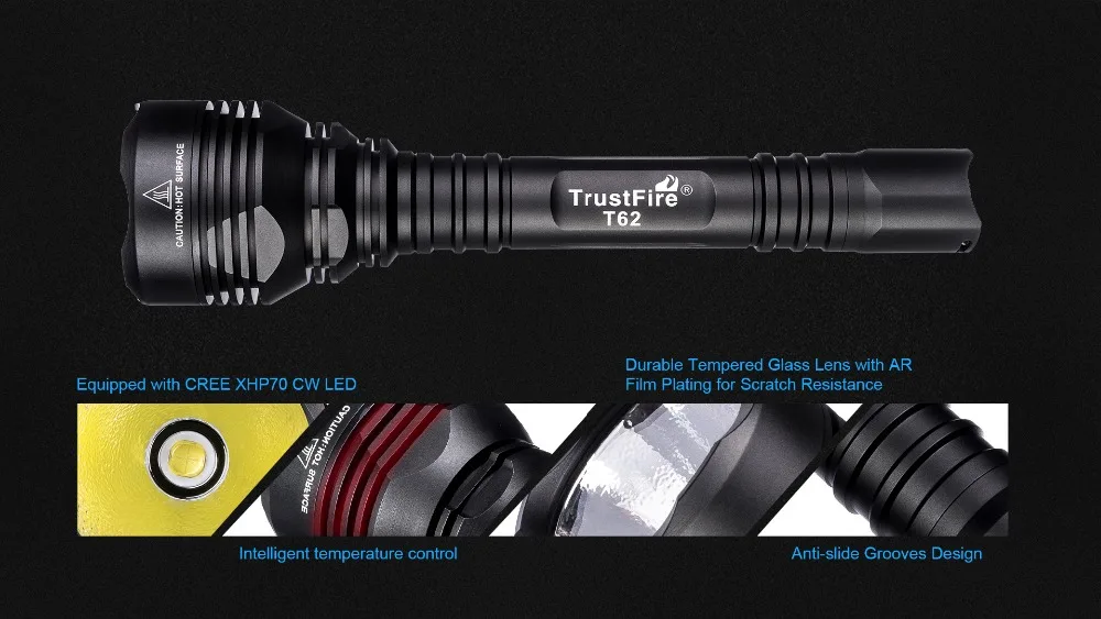 TrustFire T62 тактический фонарь XHP-70 светодиодный фонарик 3600 лм мощный фонарик на 18650 Аккумулятор для охоты поиска