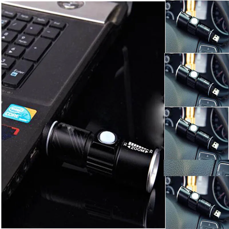 AIMIHUO Mini Flashlight USB Rechargeable Cree Q5 LED Aluminum Alloy Telescopic Zoom Torch Lamp Built-in Battery | Освещение