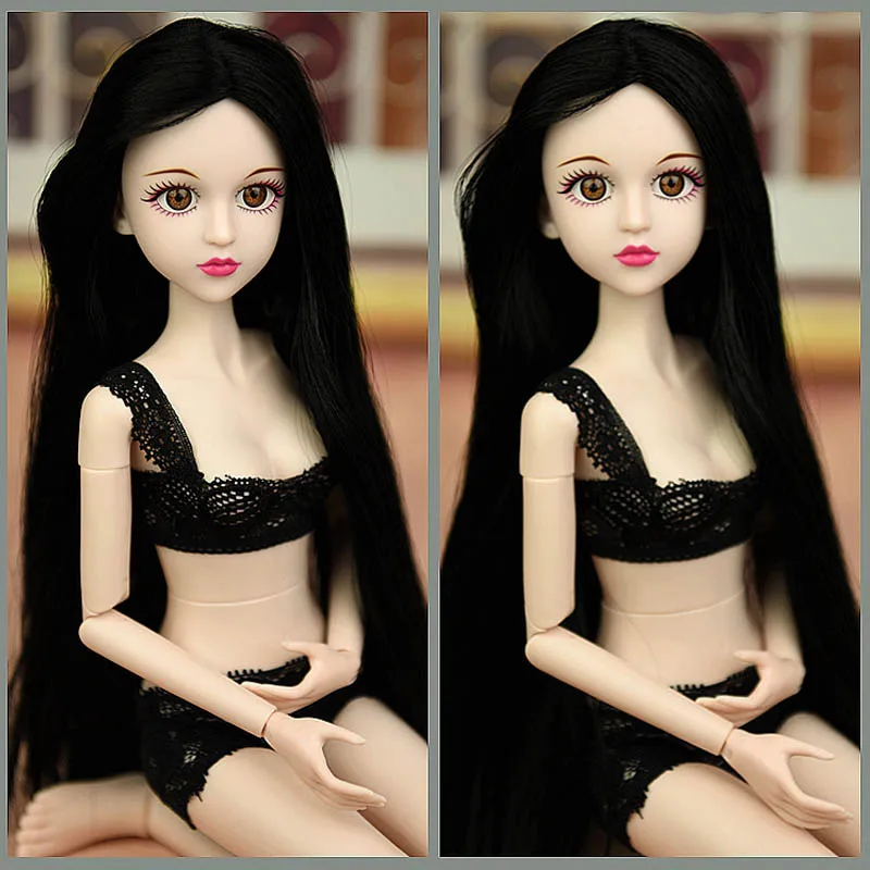 Кукла Синьи черные волосы 1/4 BJD 3D реалистичные глаза голые 46 см Оригинальная кукла