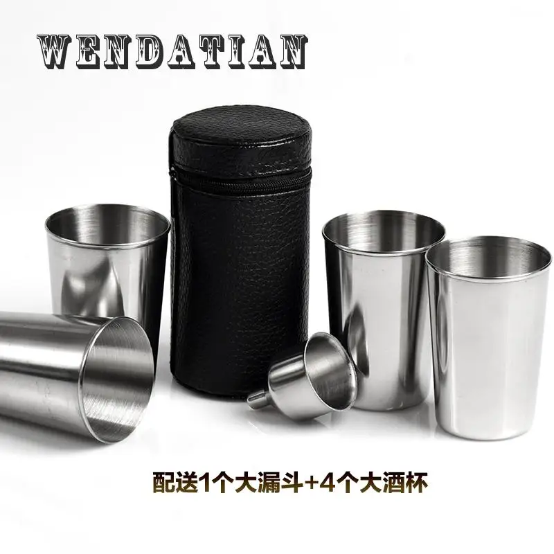 

Kitchen Dining Drinkware Hip Flasks 304 Stainless Steel 64 ounces big Flagon Portable Outdoor Flat Kettle set