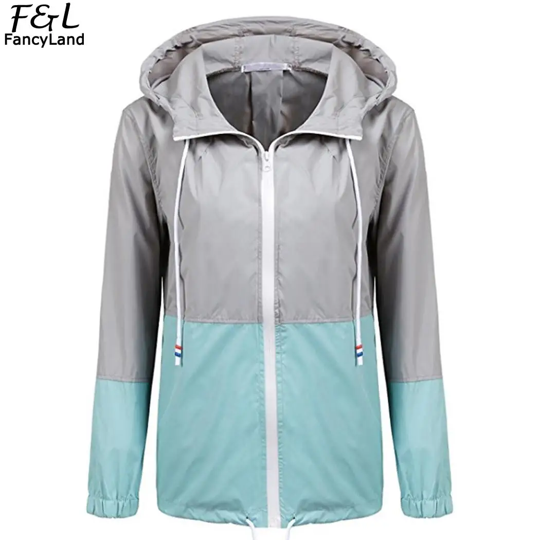 Лоскутная ветровка на молнии с капюшоном повседневная длинная сезонная шнурке