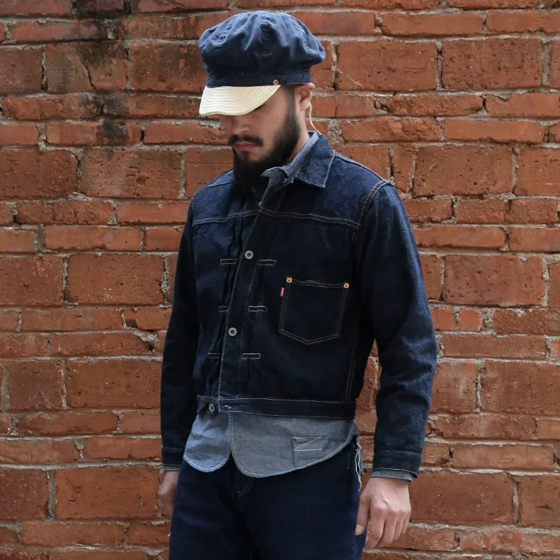 Немытая ВИНТАЖНАЯ ДЖИНСОВАЯ КУРТКА цвета индиго bronson 14 5 oz 44806XX|denim jacket|jacket jacketbronson