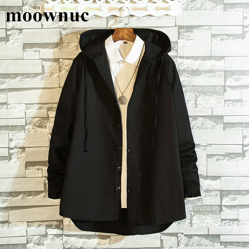

moownuc New Mens Coats 2018 Autumn Hooded Trench Coats Men Good Quality Loose Windbreaker for Big Tall Men M-5XL Outwear for Men