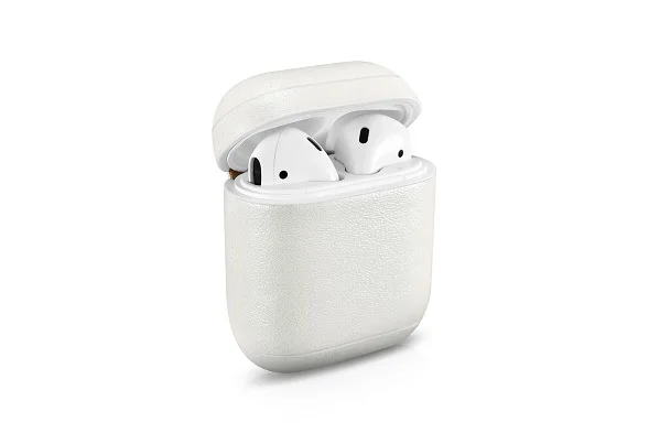Glitter- White Чехол для наушников для Apple Airpods из натуральной кожи, чехол для наушников, аксессуары для наушников, защитный беспроводной чехол - Цвет: Glitter- White