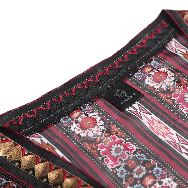Женская шифоновая рубашка кардиган с блестками и этническим принтом|cardigan back|cardigan