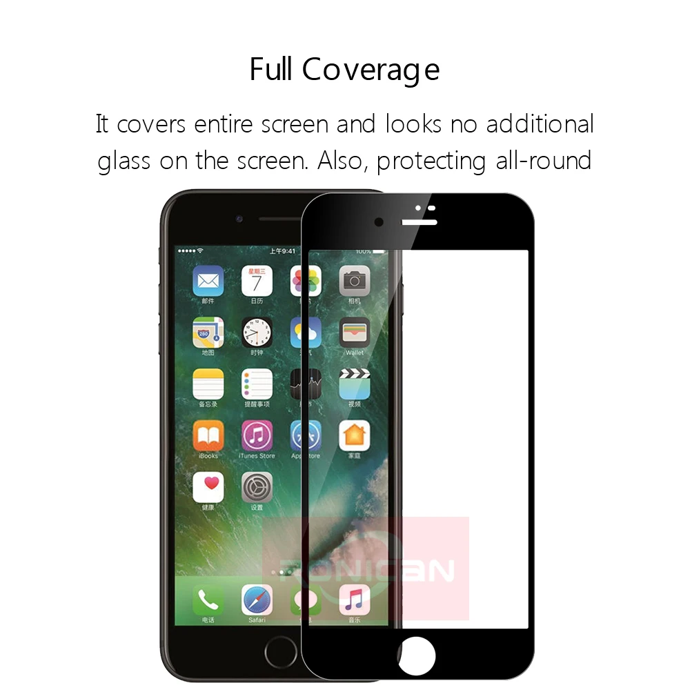 Для iPhone 8 Plus 9H 0 2 мм 2.5D цветное полное покрытие закаленное стекло RONICAN