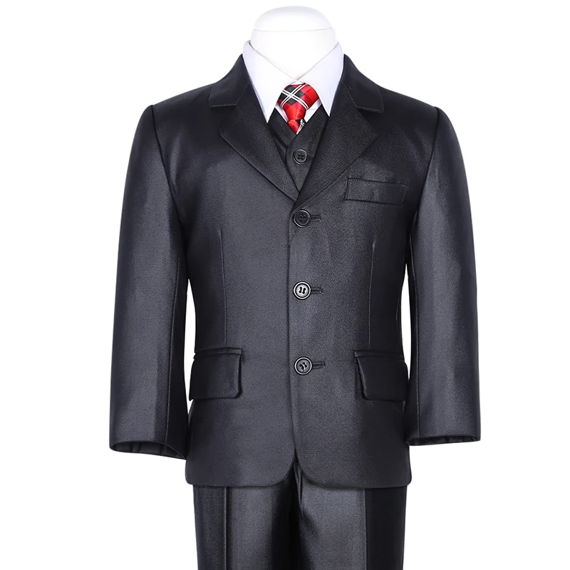 Новый модный однотонный черный блейзер из трех предметов для мальчиков брюки +