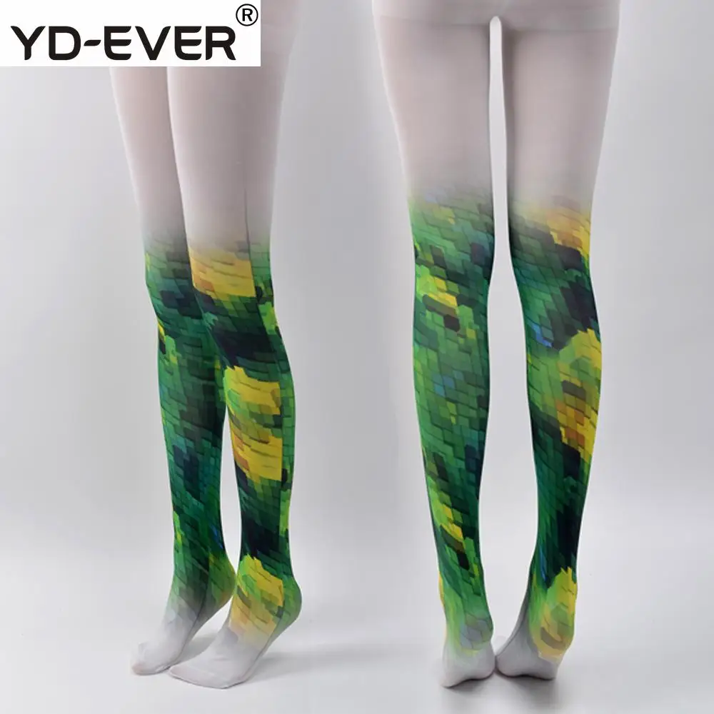 YD-EVER, женские колготки, зеленые, градиентные, с принтом, сетчатые, красные, женские, весенние, брендовые, белые, базовые, длинные, хлопковые, бархатные колготки
