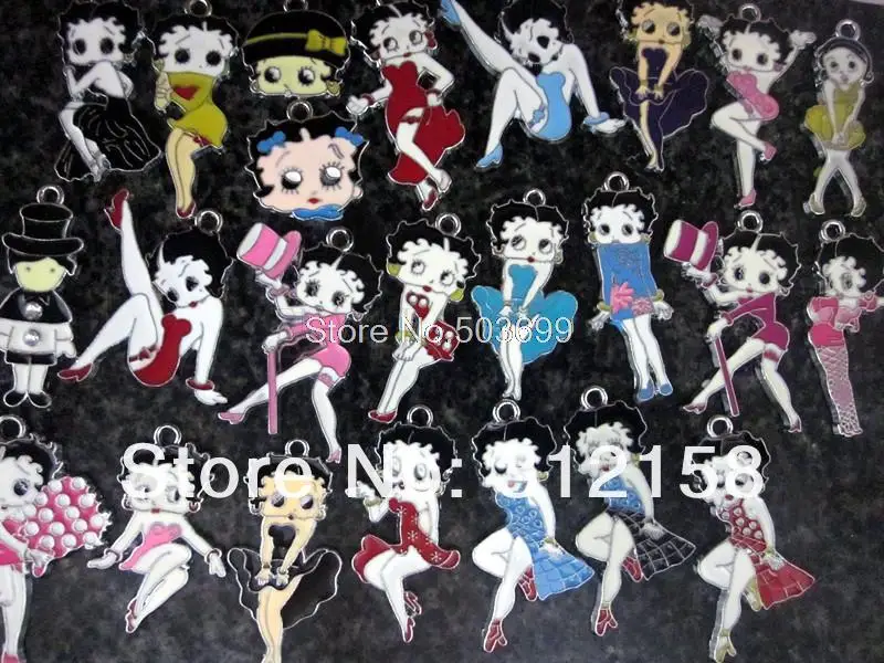 

S32! Wholesale 50Pcs/Lots DIY Alloy Enamel mixed betty Charms Metal Charms