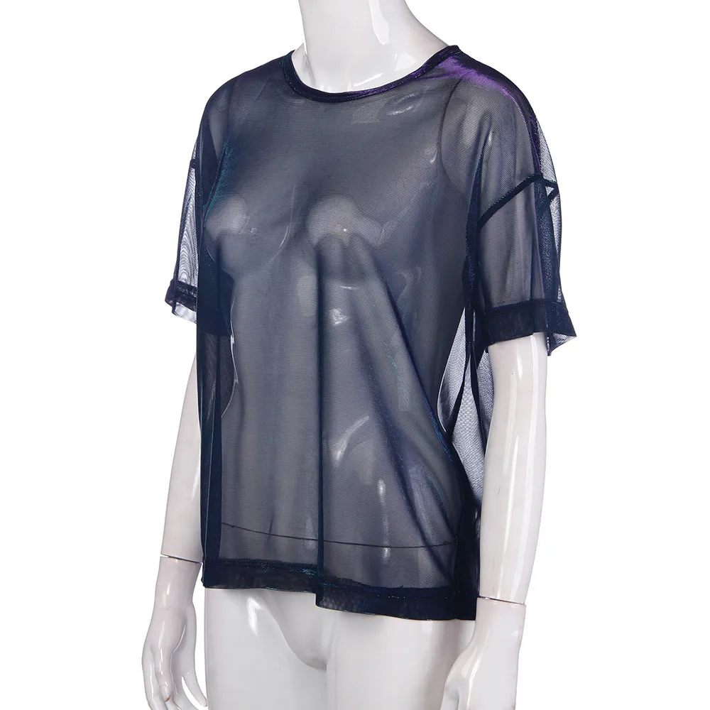 Женская Прозрачная Футболка с коротким рукавом и круглым вырезом|camisetas mujer|t shirt