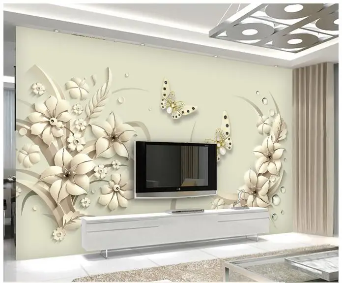 Custom 3d wallpaper for walls 3 d wall murals A Dreamy 3D Relief White Stereo TV Background Wall paper home decor | Обустройство дома