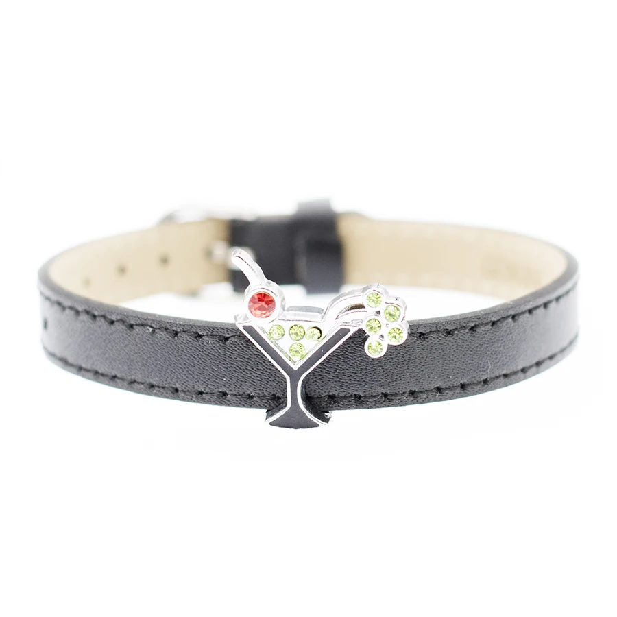 (20 50)PCS/lot 10MM Rhinestones Cocktail Slide Charms DIY Alloy Accessories Fit For 10mm Leather Wristband Bracelet Keychains | Украшения и