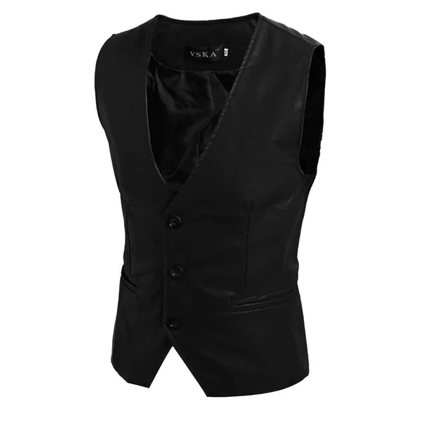 

Geek New Autumn Or Spring Men Vest Simple Joker Leather Slim Vest