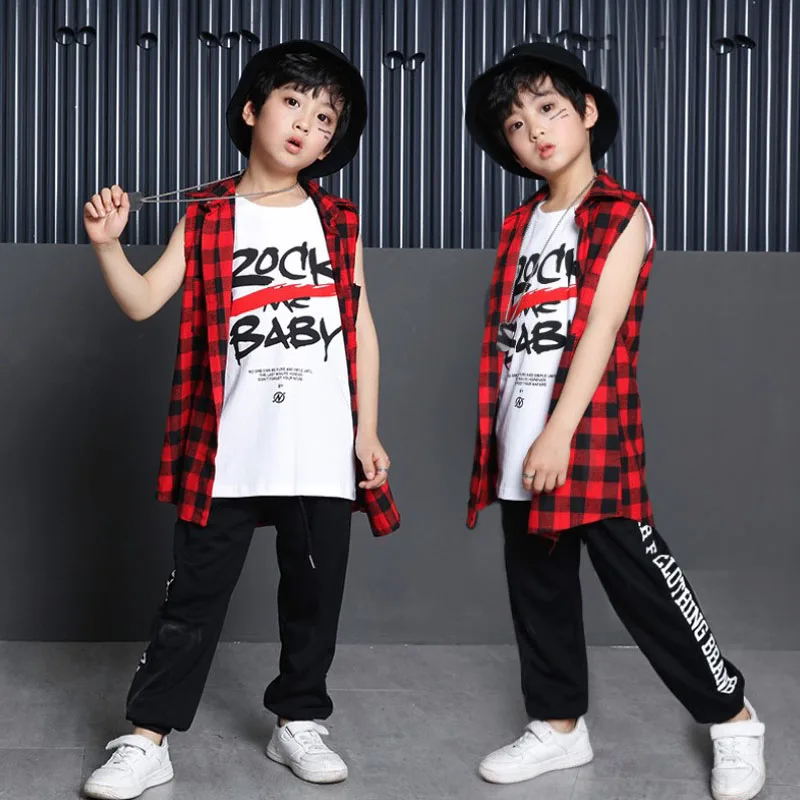 KTLPARTY/Детский костюм для мальчиков и девочек в стиле Рок хип хоп жилет Красная