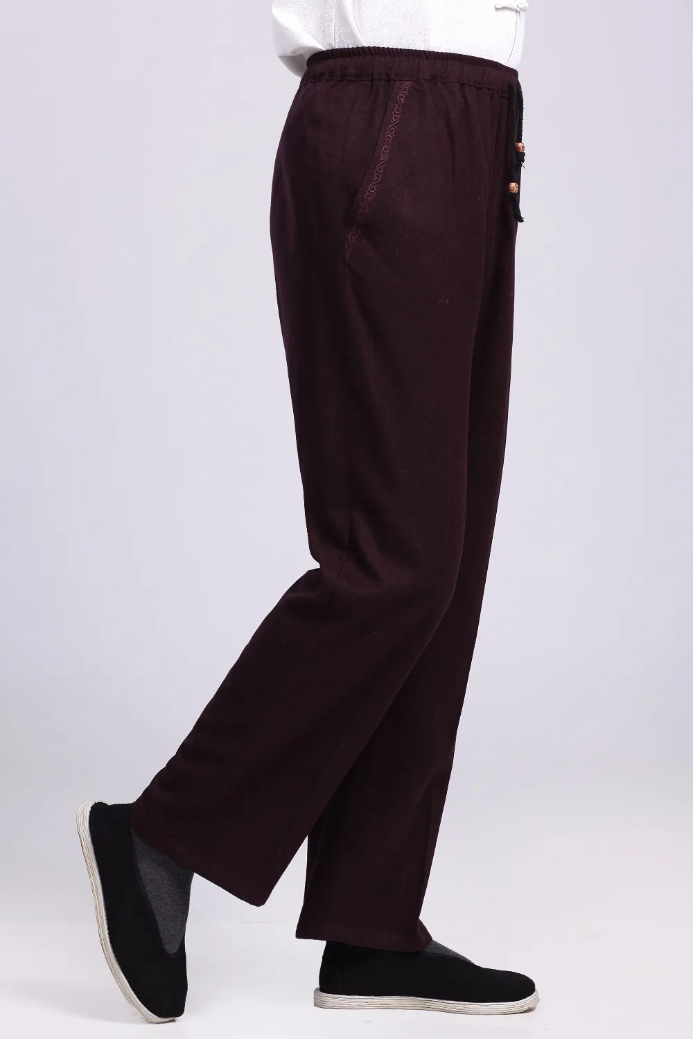 Мужские шерстяные брюки Shu китайские традиционные для кунг фу 2 цветов осени и