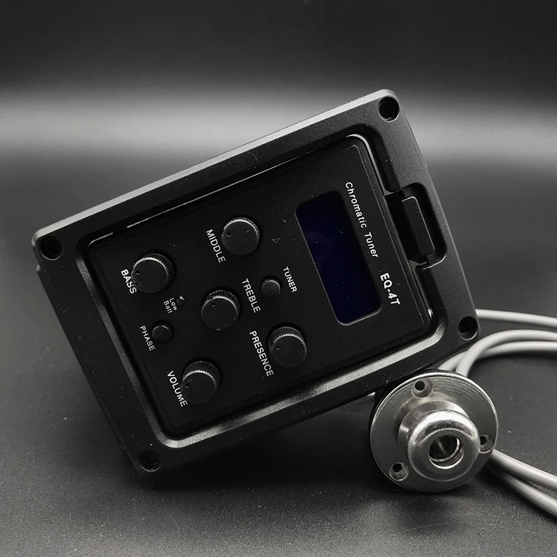 with Endpin Cover EQ-4T 4 акустической гитары Пикап Электрогитары эквалайзер с тюнер ЖК-дисплей Дисплей и объем Управление пикапы R-4T - Цвет: with Endpin Cover