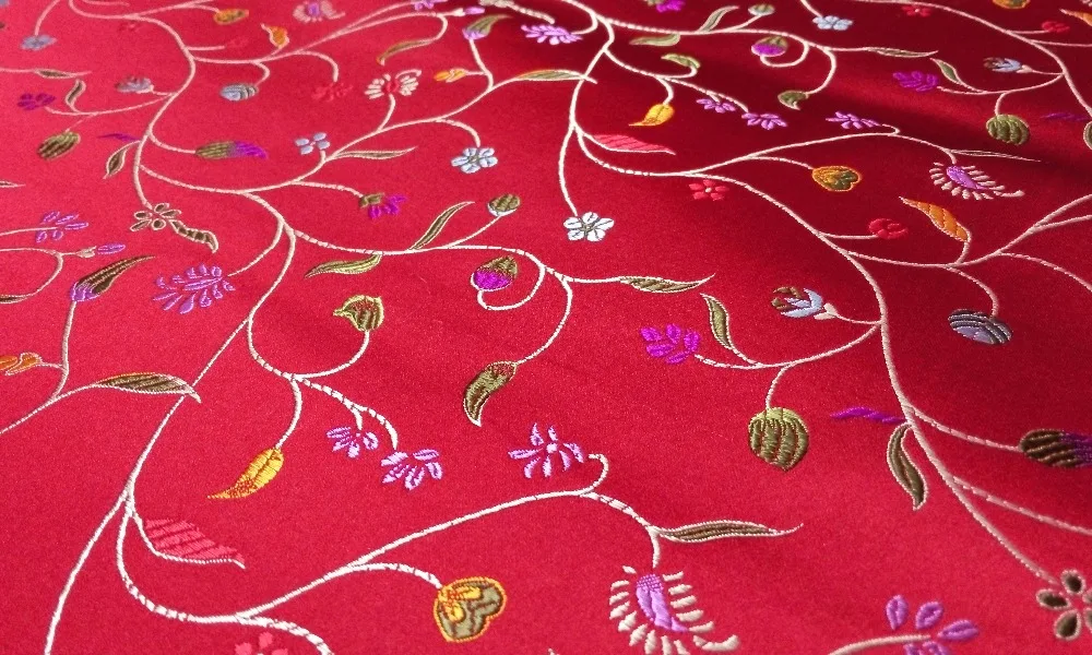 Китайская шелковая парча тканая Дамасская ткань чонсам подушка красная задняя