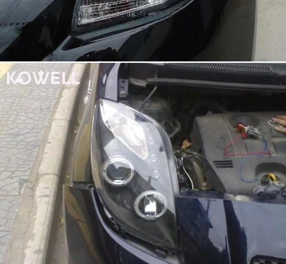 KOWELL автомобильный Стайлинг для Toyota Yaris светодиодный фонарь ангельские глазки 2005 до 2012 лет черный цвет