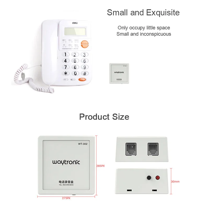 

RJ11 Port Landline Telephone Call Recorder Box Voice Logger Automatic Telephone Calls Recording Device with iOS APP for iPhone