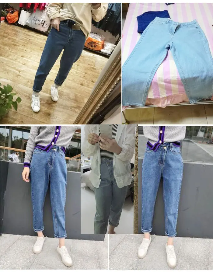 NEW Women's Jeans Wide Leg High Waist Jeans BF Pants Loose Casual Trousers Irregular Denim Pants Plus Size Jeans For Women