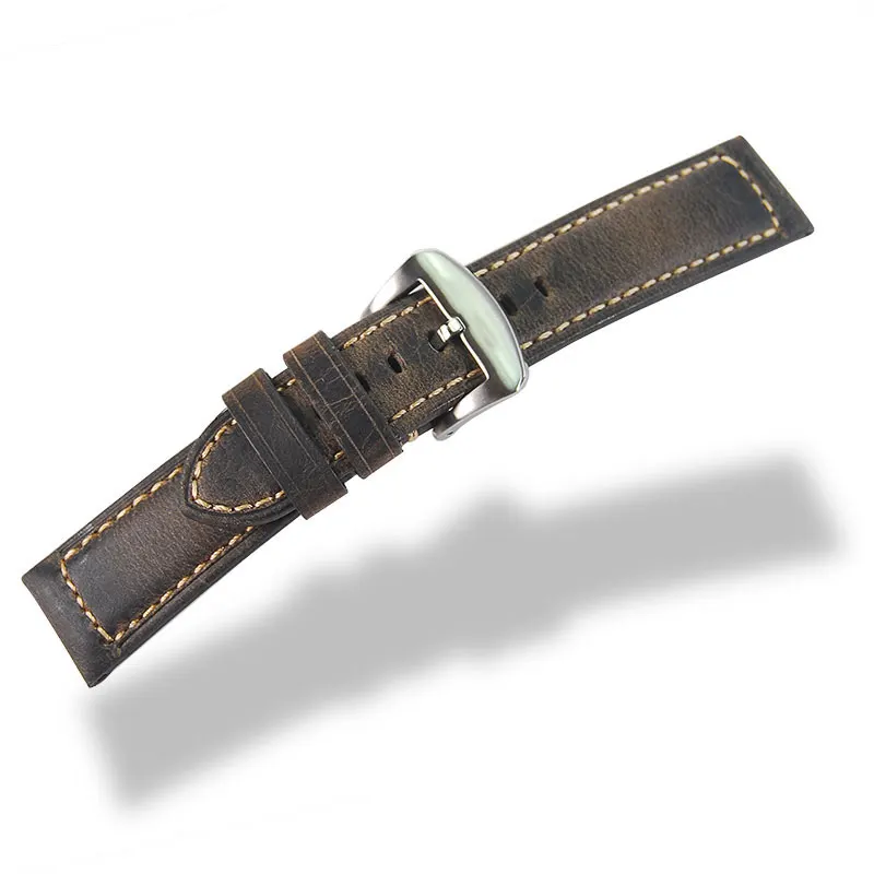 22 мм ремешок из натуральной кожи для часов Seiko SKX007 SKX009 SKX011