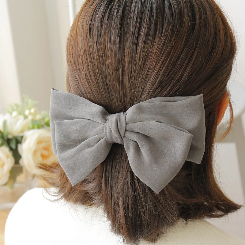 Hot Selling Big Large Barrette Bow Hairpin For Women Girls Hairgrips Satin Hair Bow Ladies Hair Clip New Cute Hair Accessories