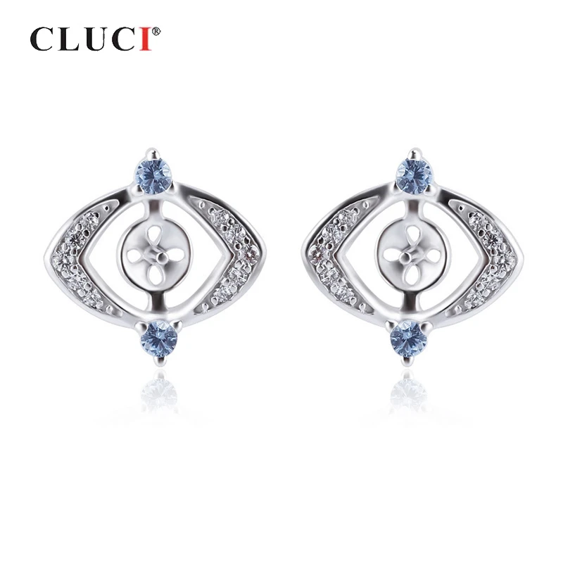 

CLUCI Silver 925 Mysterious Eyes Women Stud Earring Jewelry for Party Wedding Zircon Sterling Silver Pearl Mounting SE138SB