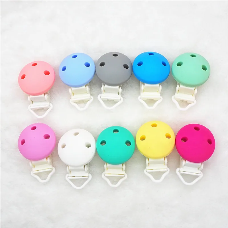 

Chengkai 10pcs Plastic Silicone Round Teether Clips DIY Baby Pacifier Dummy Soother Teething Nursing Jewelry Sensory Toy Clips