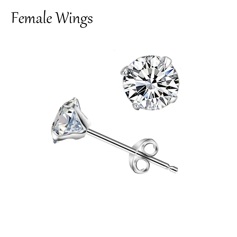 Женские крылья простые серьги-гвоздики из стерлингового серебра 925 пробы для