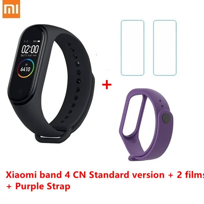 4 n 2 fil n pur str Xiaomi Mi band 4 smart AI фитнес-трекер для измерения сердечного ритма 50 м водонепроницаемый сенсорный цветной экран Bluetooth 5,0 браслет - Цвет: 4 n 2 fil n pur str
