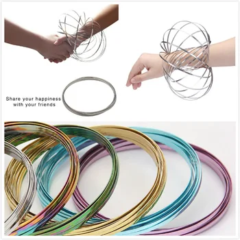 Magic Bracelet Aniti-stress Magic Toroflux  Funny Flow Ring Kinetic Spring Toys  304 Stainless Steel Flow Color Rings Toys I0064