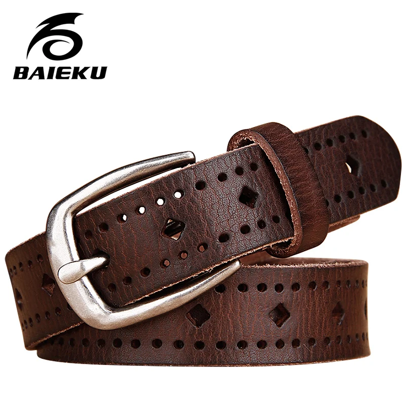 Женский ремень BAIEKU модный из натуральной кожи в стиле ретро женский высокого
