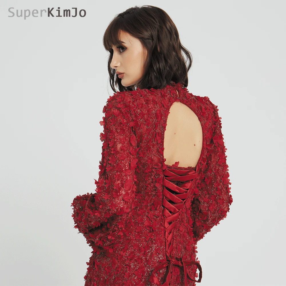 SuperKimJo с длинными рукавами бордового цвета элегантные вечерние платья в арабском