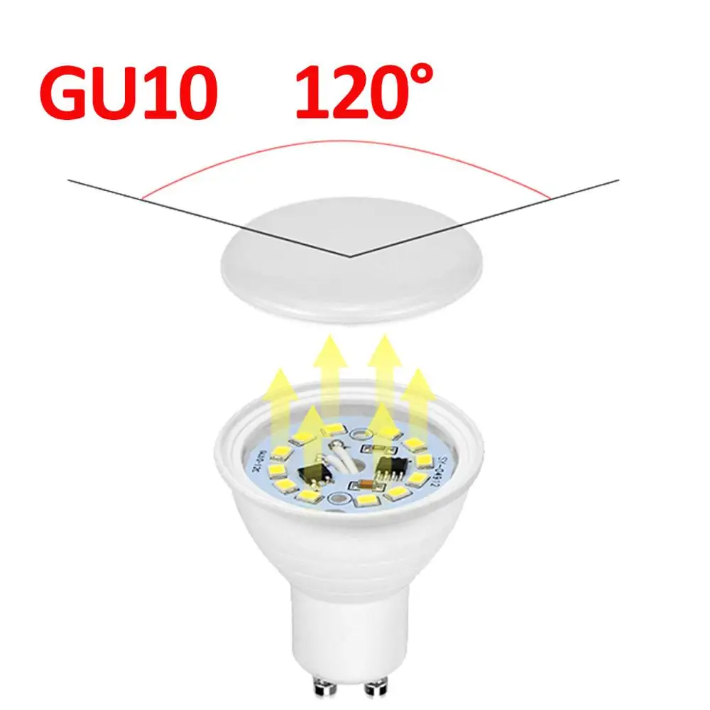 GU10 120 Degree 220V GU10 светодиодный лампы Auminum MR16 светодиодный светильник 30/120 градусов 7 Вт Точечный светильник Крытый настенный светильник для прихожей Точечный светильник для потолка gu 10 светодиодный ампулы - Испускаемый цвет: GU10 120 Degree