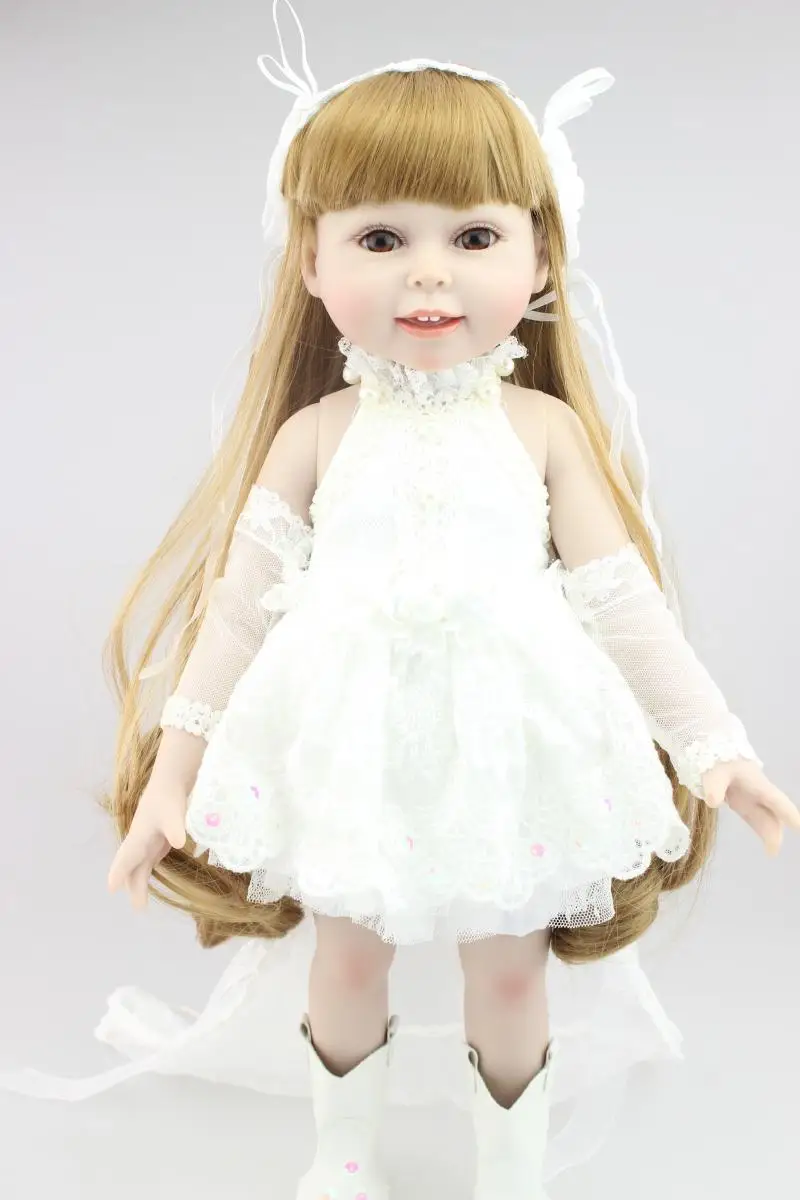 

18" Blond Hair Bride Doll Wedding Dress Realistic Baby Toys Birthday Gift for Girls As Girl Dolls Bride Princess Doll